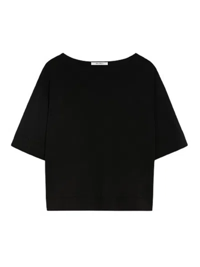 Max Mara Viscose Boat Neck Sweater In Black