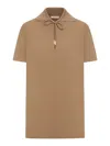 Max Mara Relaxed Fit Deep V-neck Brown Top With Drawstring Details In Multi