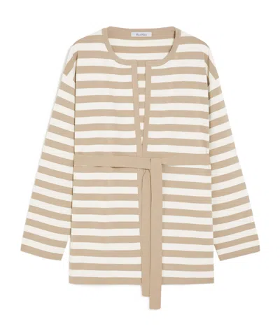 Max Mara Viscose Crepe Cardigan In Nude