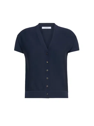 Max Mara Viscose Crepe Cardigan In Blue