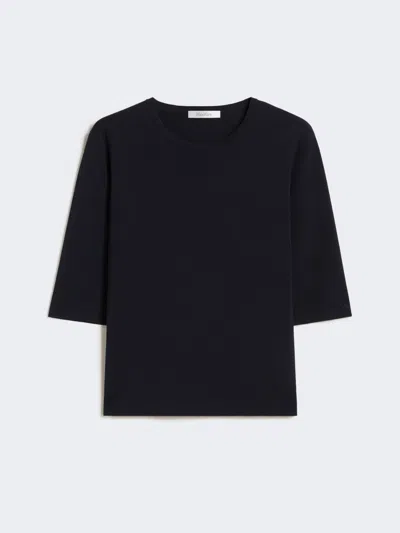 Max Mara Viscose Crêpe Crew-neck Jumper In Blue