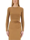 Max Mara Viscose Crepe Crop Top In Beige