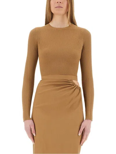 Max Mara Viscose Crepe Crop Top In Orange