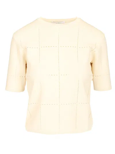 Max Mara Viscose Crepe Crop Top T-shirt White
