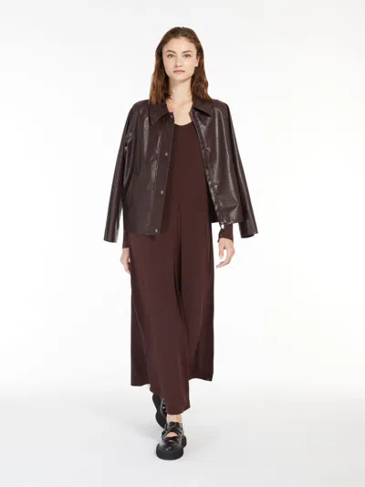 Max Mara Viscose Crepe Jersey Dress In Brown