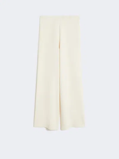 Max Mara Viscose Crepe Knit Trousers In White
