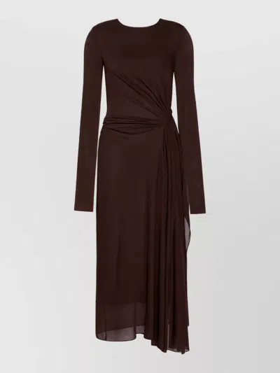 Max Mara Viscose Crepe Maxi Dress In Brown