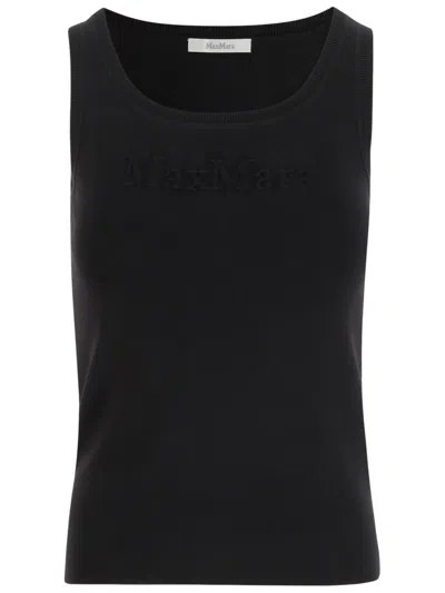 Max Mara Fascino Cotton Blend Jersey Tank Top In Black