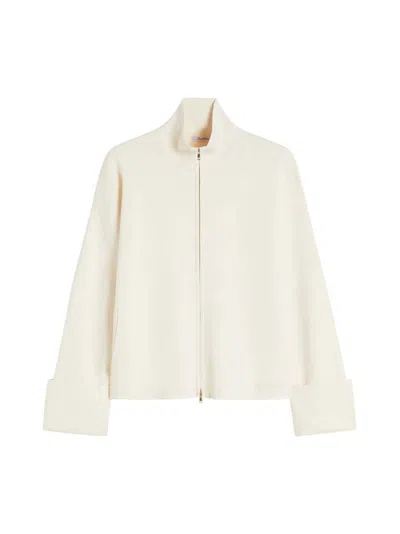 Max Mara High Collar Jacket Long Sleeves Cuffs In Neutral