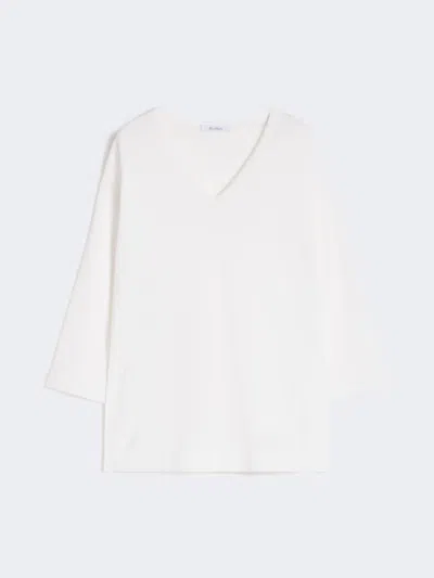 Max Mara Viscose Crêpe Yarn V-neck Jumper In White
