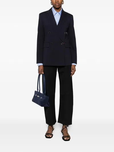 Max Mara Viscose Double-breasted Blazer In Blue
