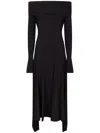 Max Mara Jersey Dress With Asymmetrical Hem And Off-shoulder Neckline In Black  