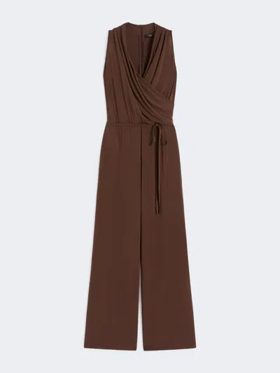 Max Mara Viscose Jersey Jumpsuit In Brown