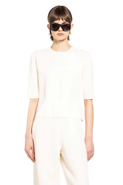 Max Mara Viscose Nylon Short Sleeve Top In White