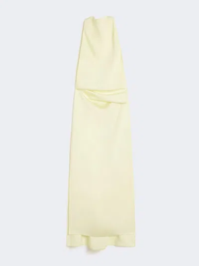 Max Mara Viscose Satin Draped Dress In Yellow
