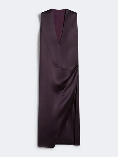 Max Mara Viscose Satin Dress In Purple