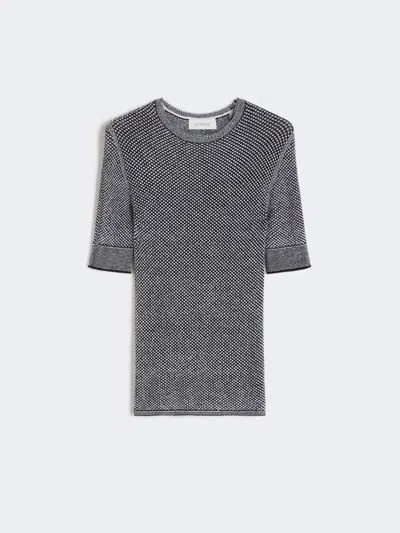 Max Mara Viscose Short-sleeved Mesh Jumper In Gray