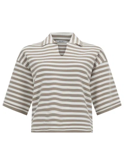 Max Mara Striped Viscose Knit Blouse In Multi