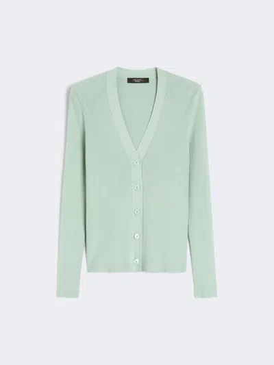 Max Mara Viscose V-neck Cardigan In Green