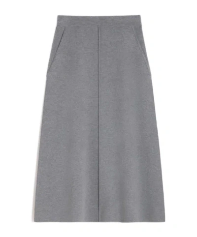Max Mara Viscose Wool Yarn Knitted Skirt In Gray