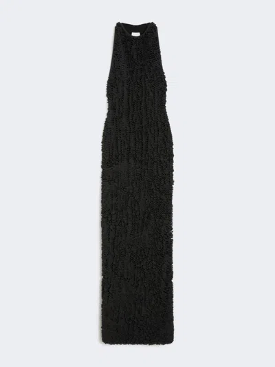 Max Mara Viscose Yarn Dress With Micro-flounces In Black