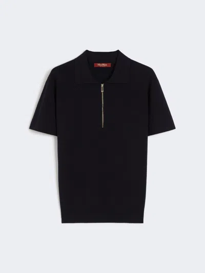 Max Mara Viscose Yarn Polo Shirt In Black