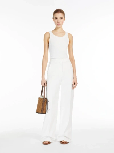 Max Mara Viscose Yarn Ribbed Top In White
