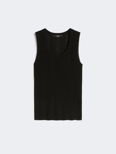 Max Mara Viscose Yarn Sleeveless Jumper In Black