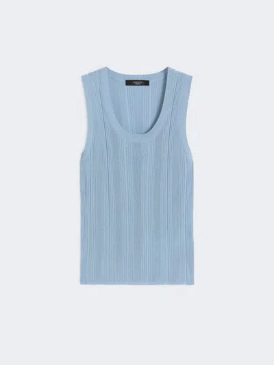 Max Mara Viscose Yarn Sleeveless Jumper In Blue