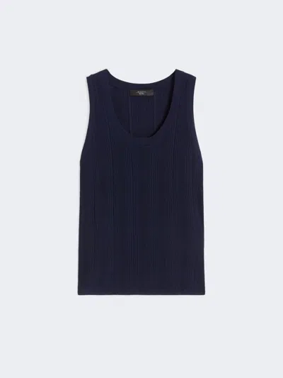 Max Mara Viscose Yarn Sleeveless Jumper In Blue