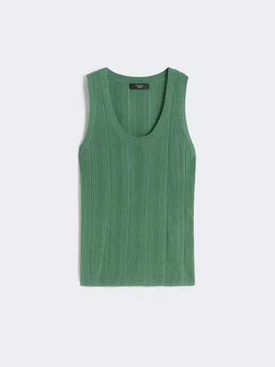 Max Mara Viscose Yarn Sleeveless Jumper In Green