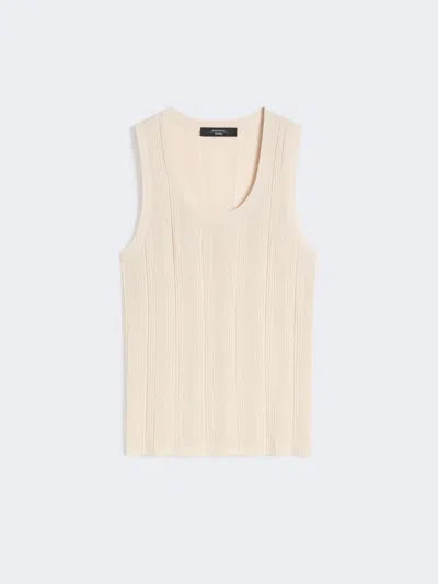 Max Mara Viscose Yarn Sleeveless Jumper In Brown
