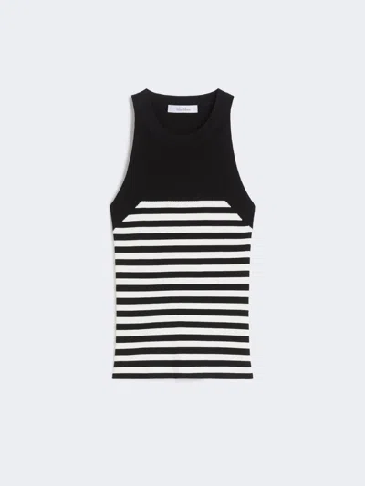 Max Mara Viscose Yarn Top In Black