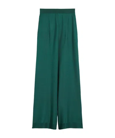 Max Mara Viscose Yarn Trousers In Green