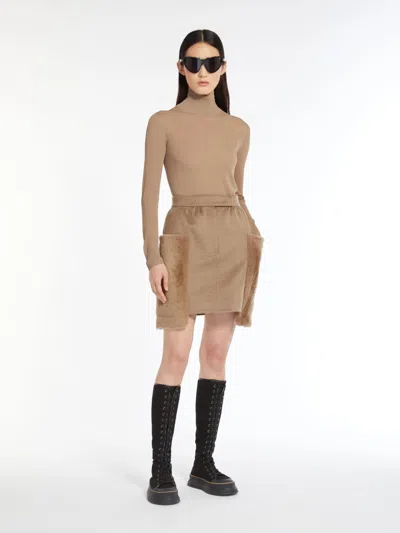 Max Mara Viscose Yarn Turtleneck In Brown