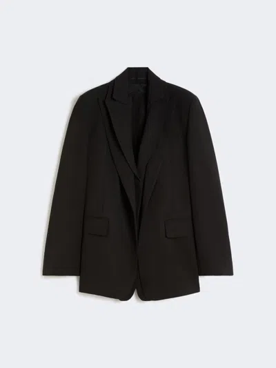 Max Mara Viscose-blend Double-collar Blazer In Black