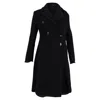 Max Mara Visible Stitch Double -breasted Coat In Black Wool In Black