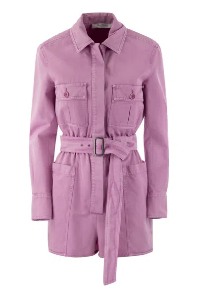 Max Mara Visiera - Short Cotton Drill Suit In Pink