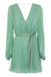 Max Mara Women's Visit - Pleated Chiffon Minidress In Water Green