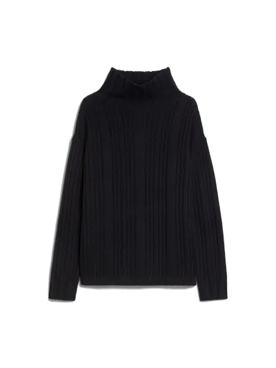 Max Mara Vitalba Wool And Cashmere Polo-neck Jumper In Blu Marino