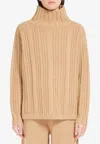 Max Mara Vitalba Wool-blend Turtleneck Sweater In Camel