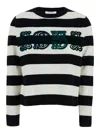 Max Mara Striped Cream Wool Sweater With Embroidered Logo Detail