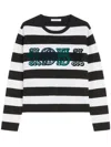 Max Mara Striped Cream Wool Sweater With Embroidered Logo Detail In Black