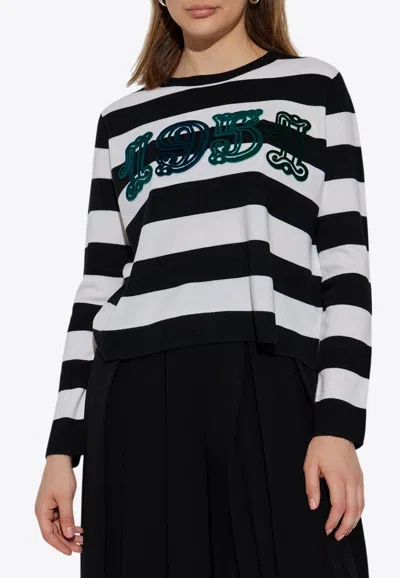 Max Mara Viterbo Striped Wool Sweater In Gray