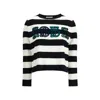 Max Mara 1951 Embroidery Wool Striped Sweater In White