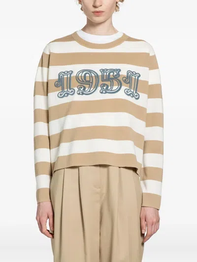 Max Mara Embroidered Wool Viterbo Sweater In Brown