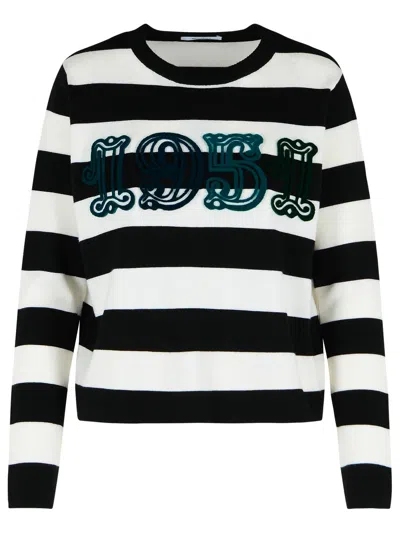 Max Mara Viterbo Two-tone Virgin Wool Sweater In Black