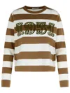 Max Mara Sleeveless Crew Neck Top With Embroidered Detail In Brown