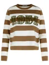 Max Mara Sleeveless Crew Neck Top With Embroidered Detail In Brown