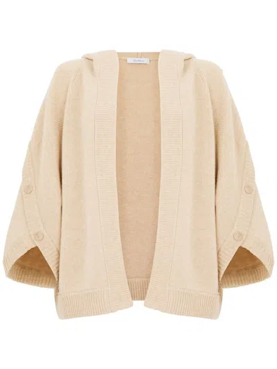 Max Mara 'vlas' Cardigan In Sand Wool And Cashmere Blend